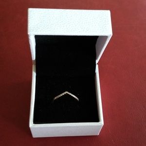 Pandora Sparkling Wishbone Ring - Rose Gold